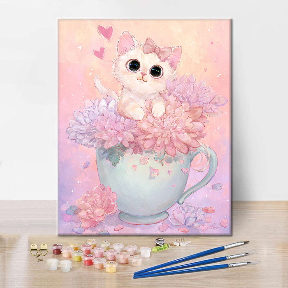Tea Time Kitten - Malen nach Zahlen