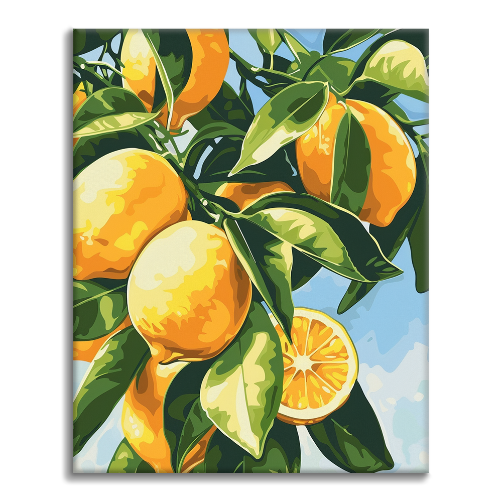 Zitronenzweig: Wald- und Naturmotiv – Malen nach Zahlen – Cheerful painting®(DE)
