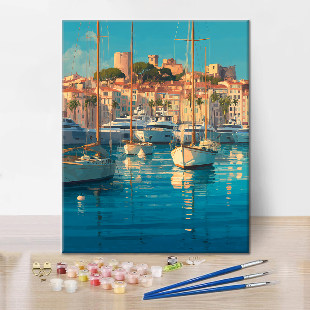 Hafen von Cannes - Malen nach Zahlen