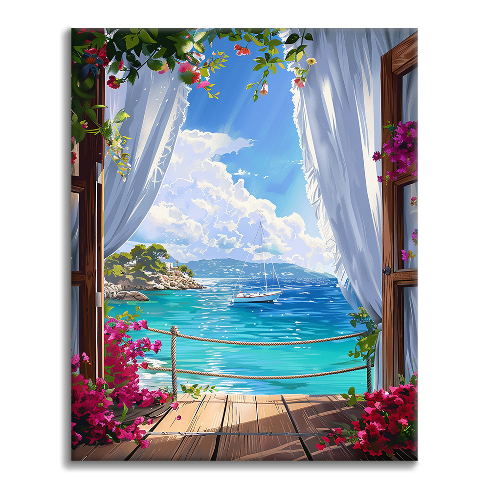 Fenster zum Meer - Malen nach Zahlen