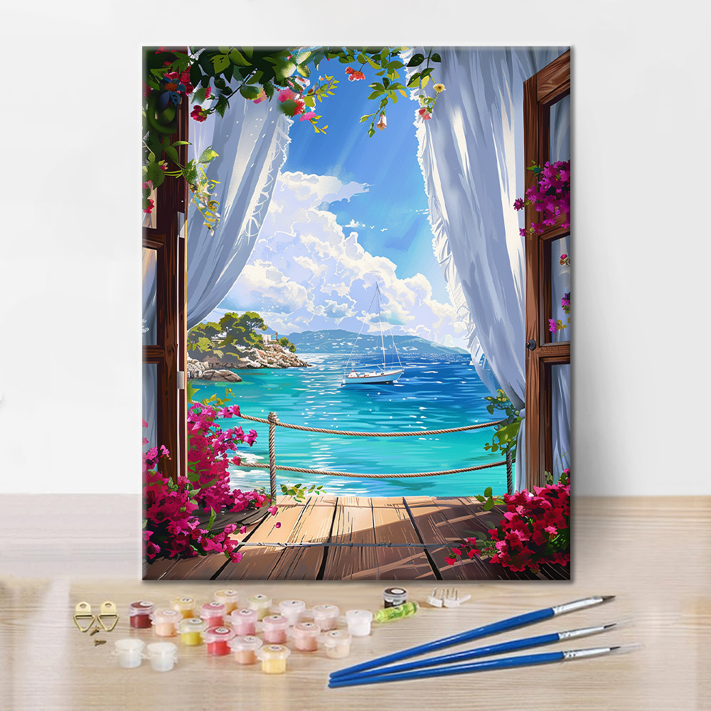 Fenster zum Meer - Malen nach Zahlen