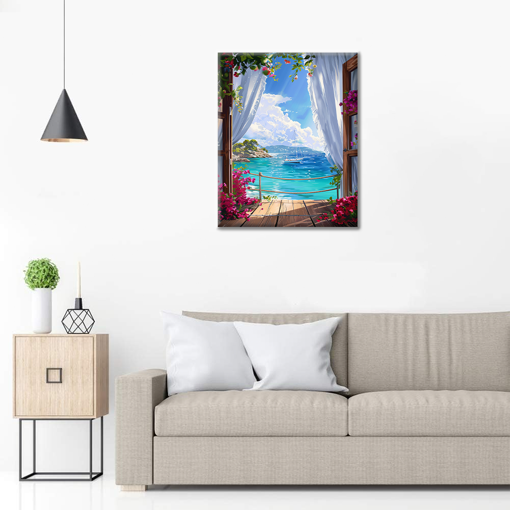 Fenster zum Meer - Malen nach Zahlen