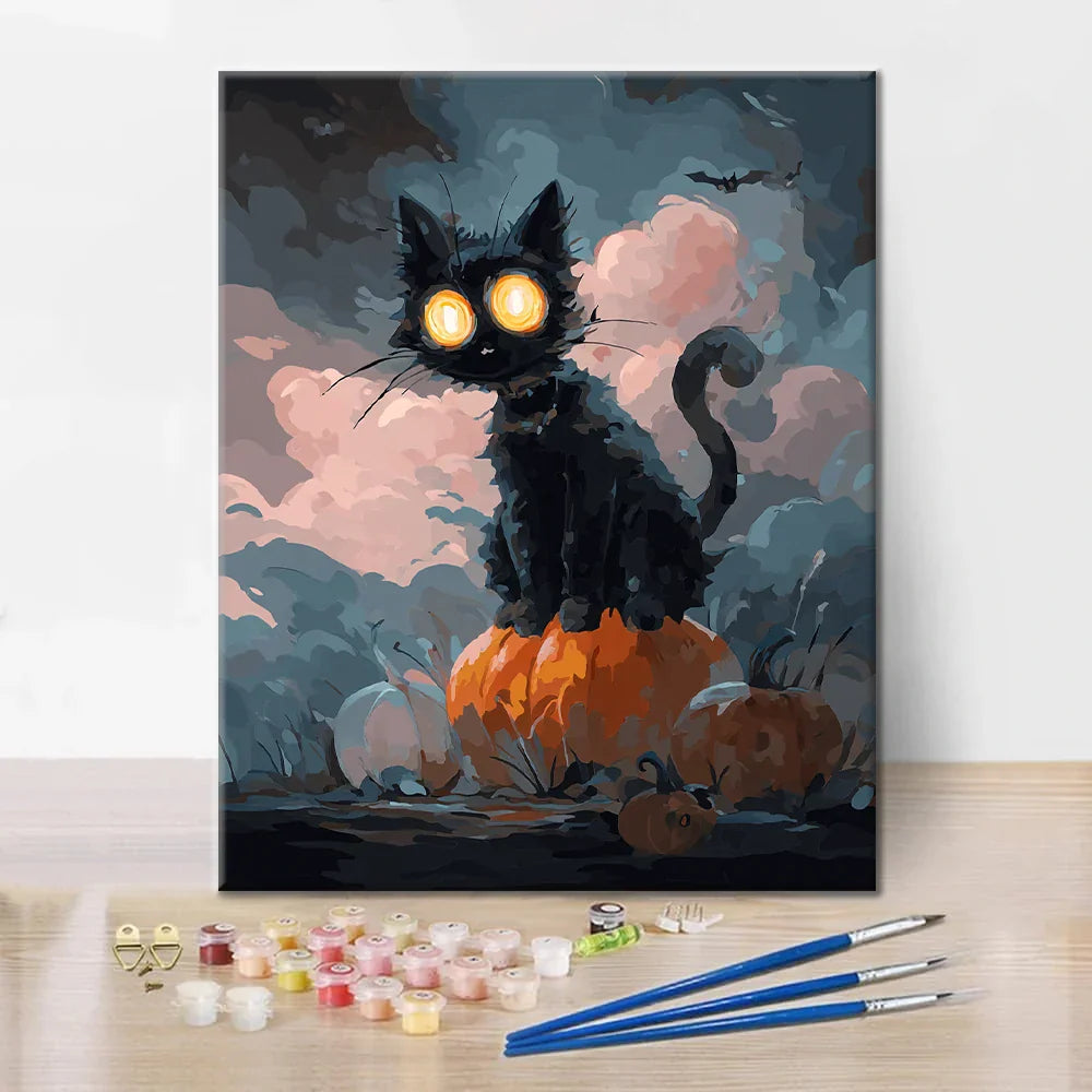 Halloween Schwarze Katze - Malen nach Zahlen
