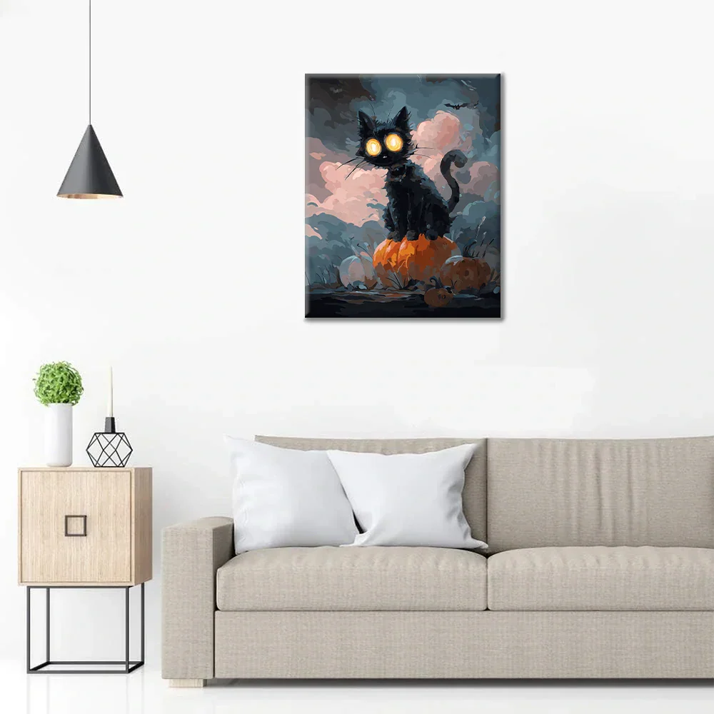 Halloween Schwarze Katze - Malen nach Zahlen