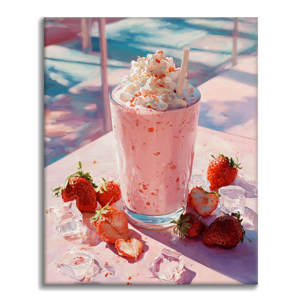Erdbeermilchshake - Malen nach Zahlen