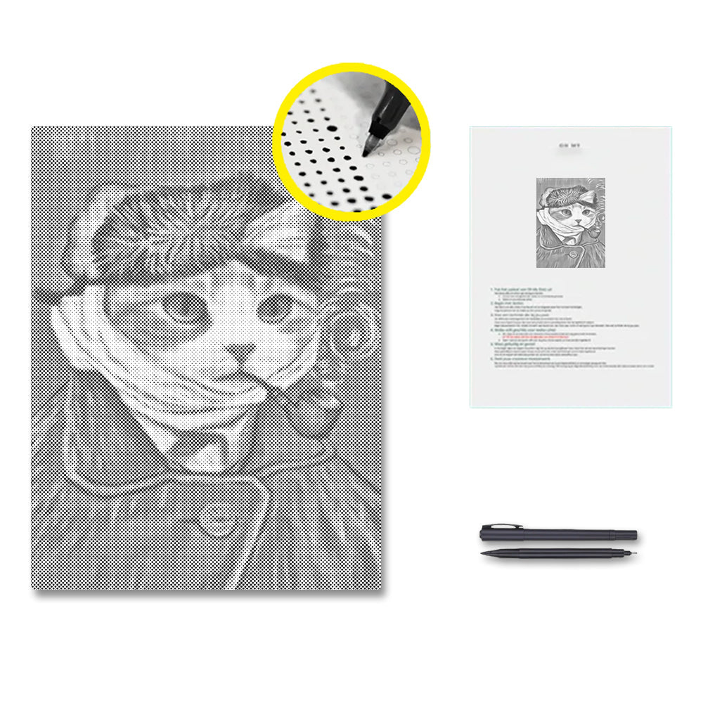 Selbstporträt der Katze – Punktmalerei