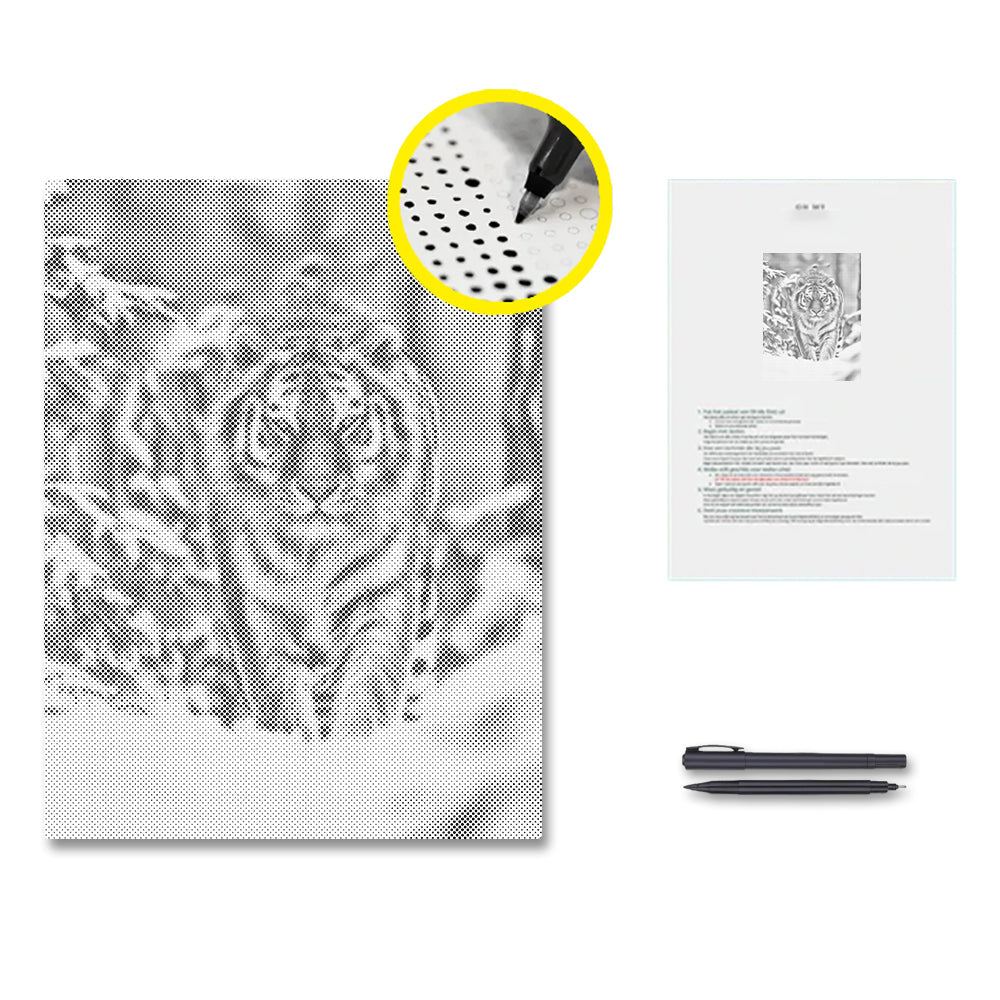 Sibirischer Tiger im Schnee - Punktmalerei Set