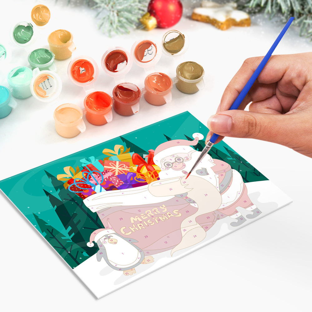 Kerstkaart V – Schilderen op nummer