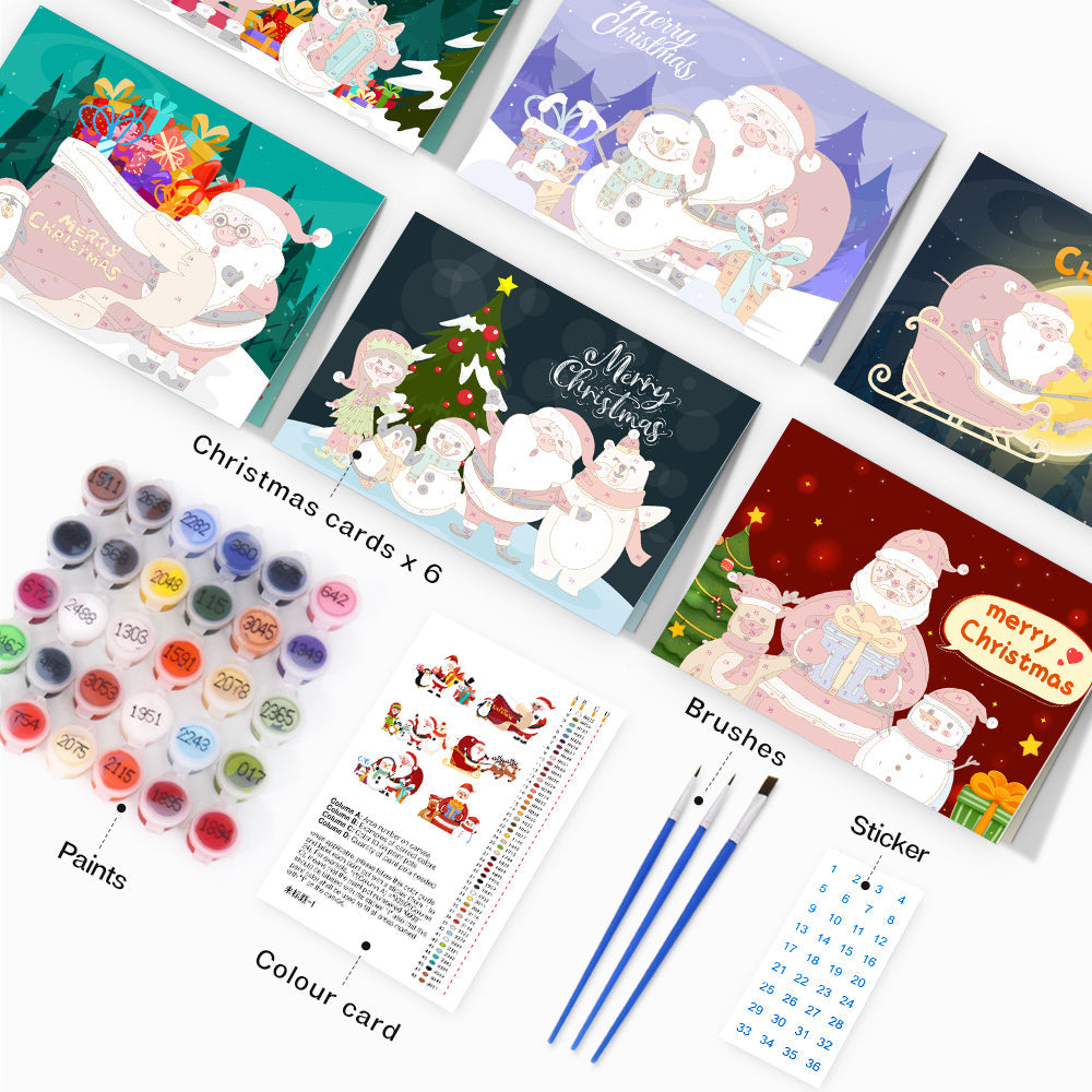 Kerstkaart V – Schilderen op nummer