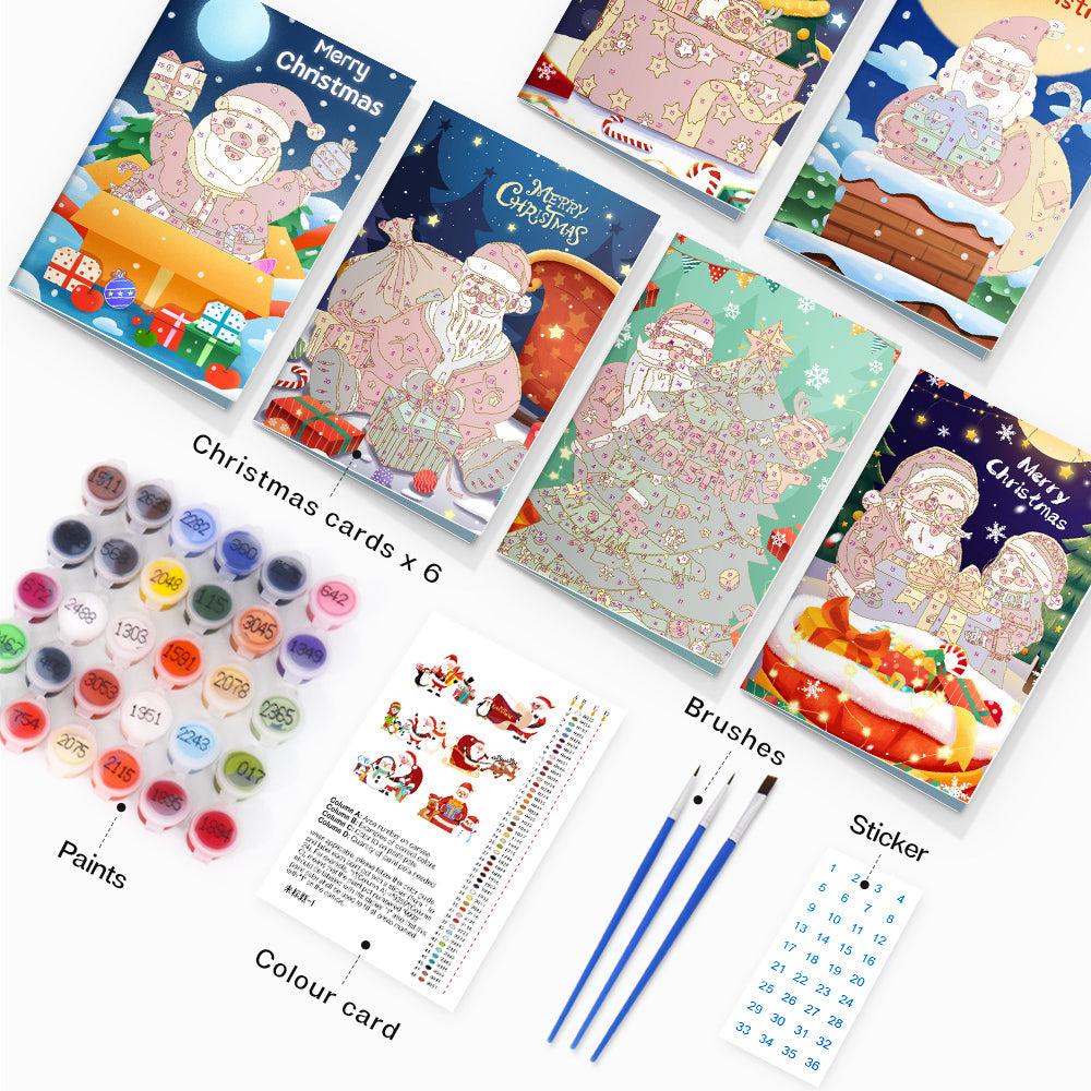 Kerstkaart IV – Schilderen op nummer
