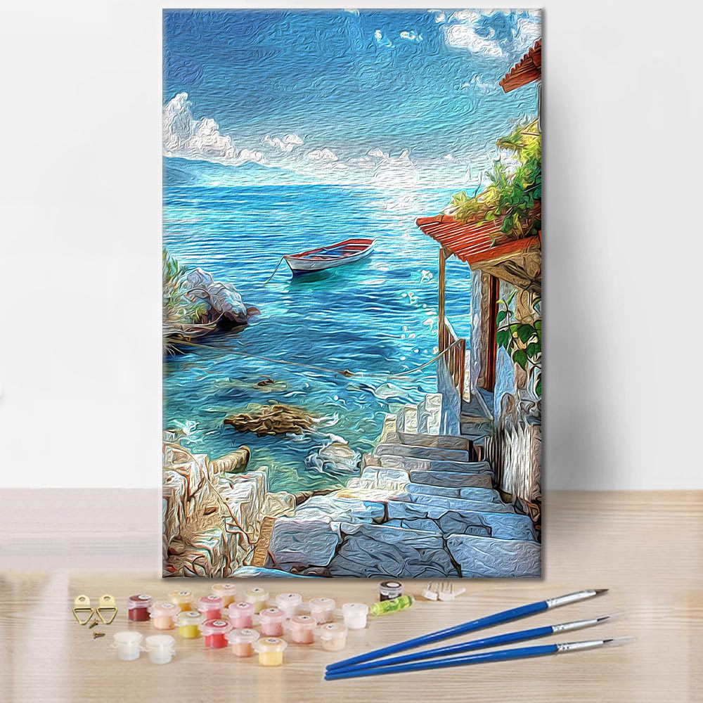 Cabaña junto al mar - Pintura por números
