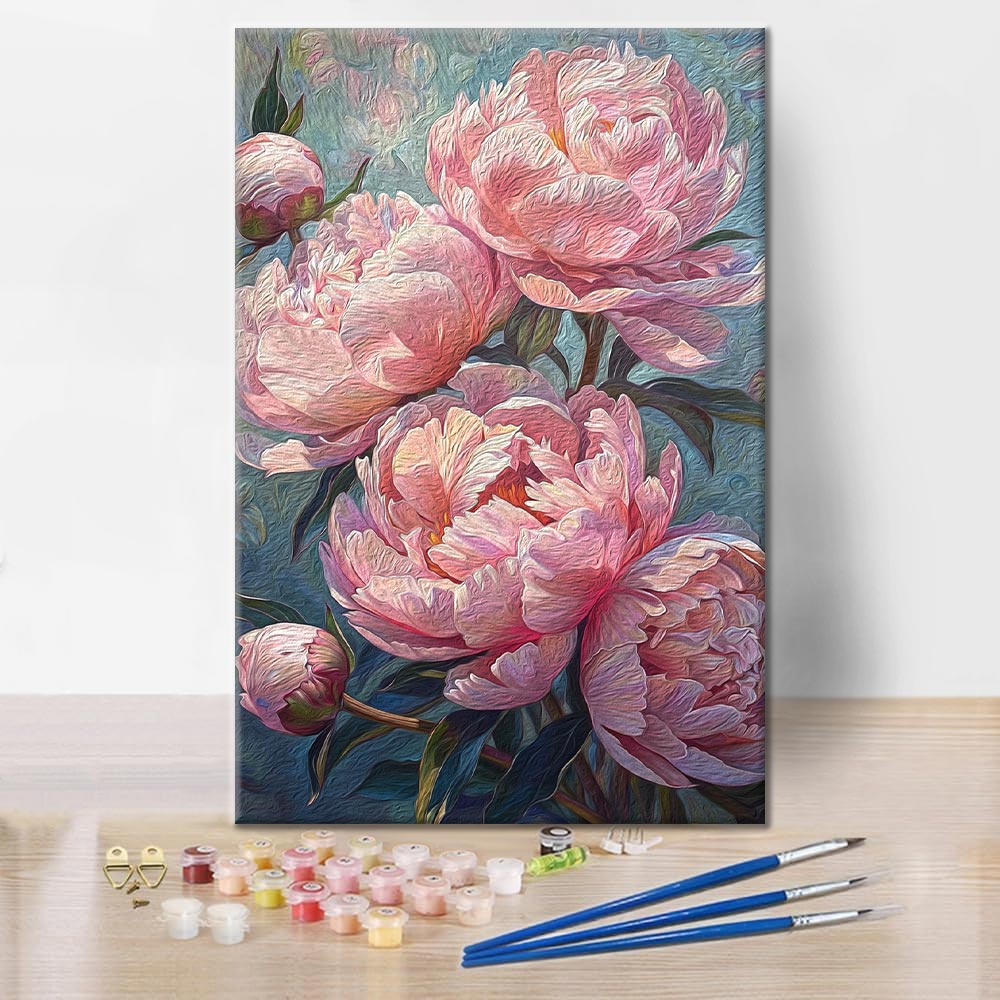 Peonías rosas - pintar por números