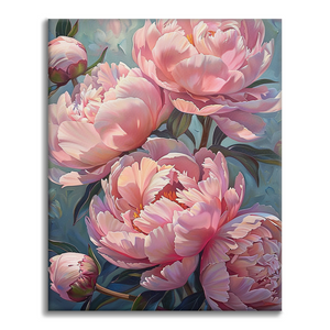 Roze pioenrozen - schilderen op nummer
