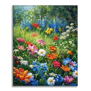 Wilde bloemen aan de kant van de weg – schilderen op nummer
