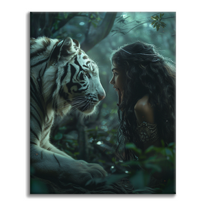 Mujer con tigre blanco – Pintura por números