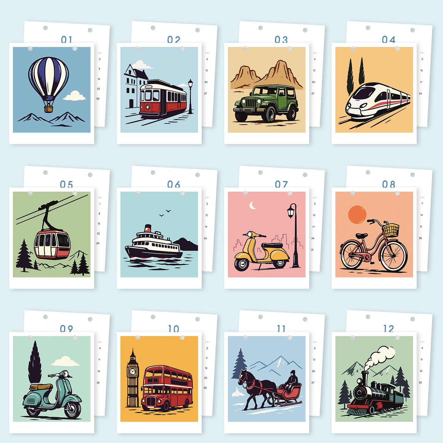 Vintage-Reise-Edition – 2027 Malen nach Zahlen Tischkalender