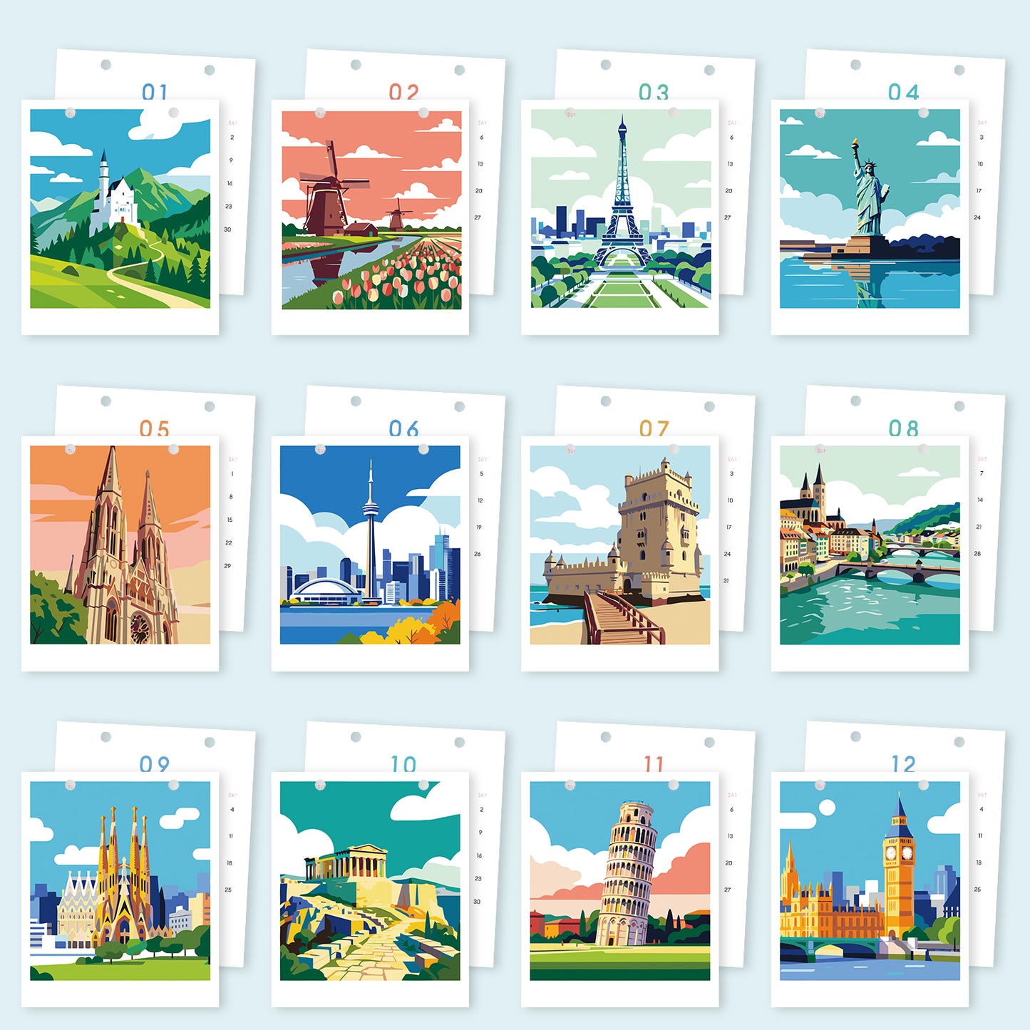 Reise-Edition – 2027 Malen nach Zahlen Tischkalender