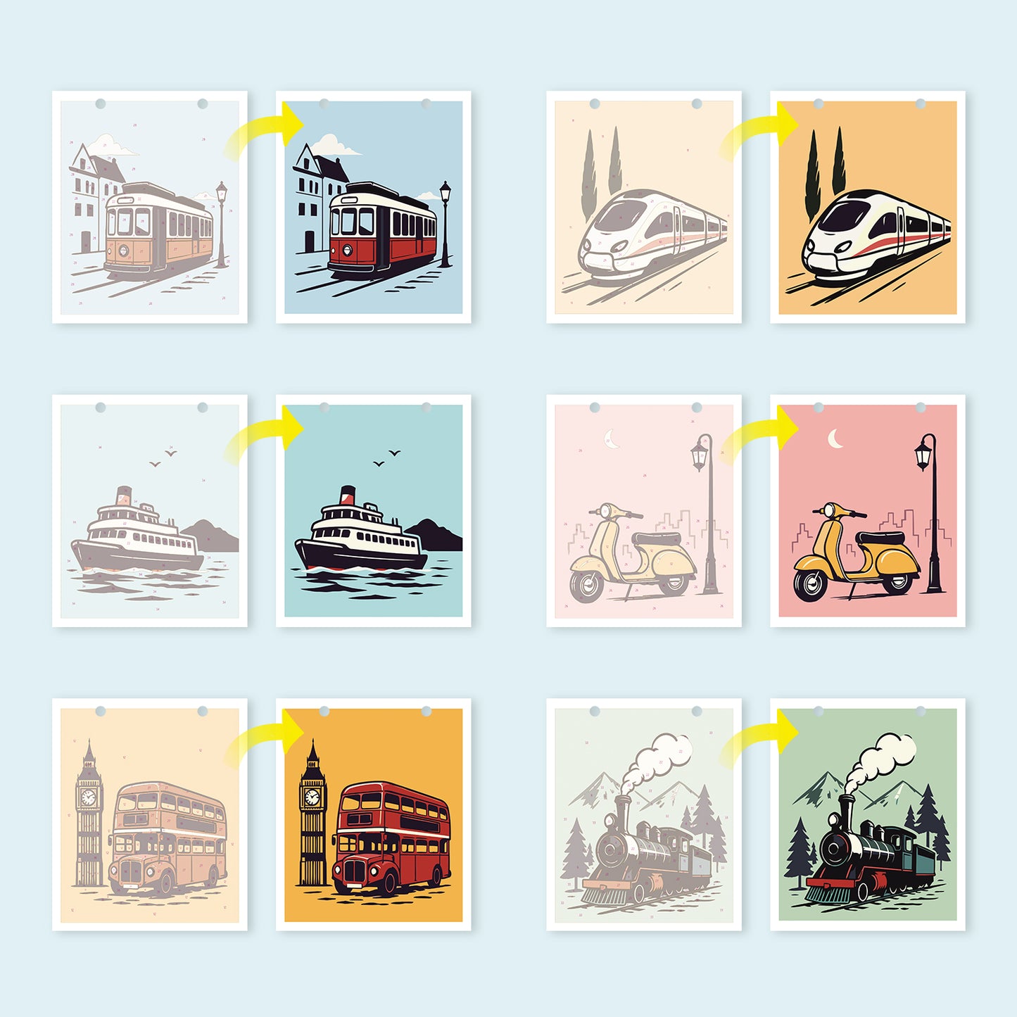 Vintage-Reise-Edition – 2027 Malen nach Zahlen Tischkalender