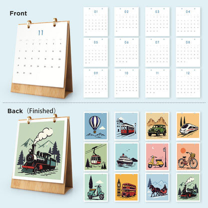 Vintage-Reise-Edition – 2027 Malen nach Zahlen Tischkalender