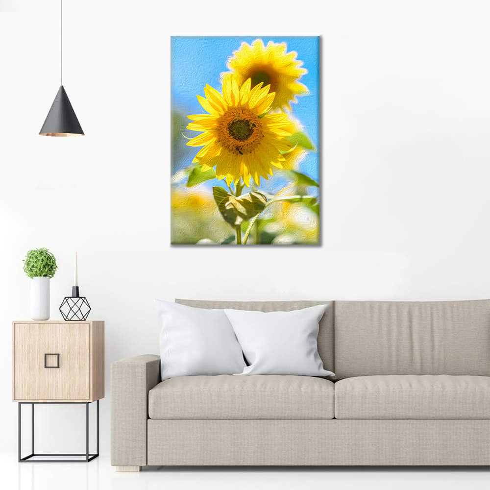 Een gele zonnebloem – schilderen op nummer