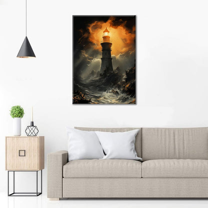 Een vuurtoren in de storm – schilderen op nummer