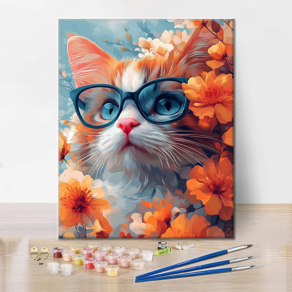 Gato con gafas – pintar por números