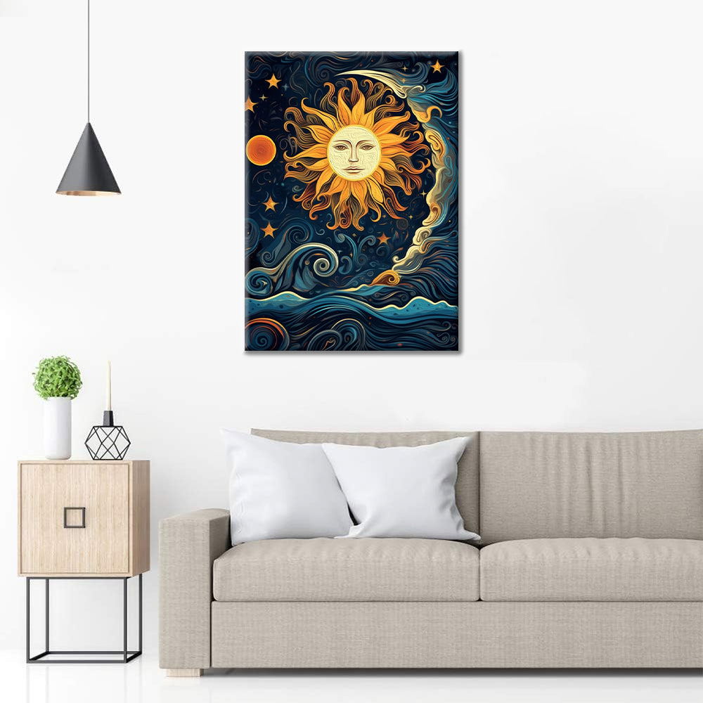 El sol y la luna bailan juntos – pintar por números