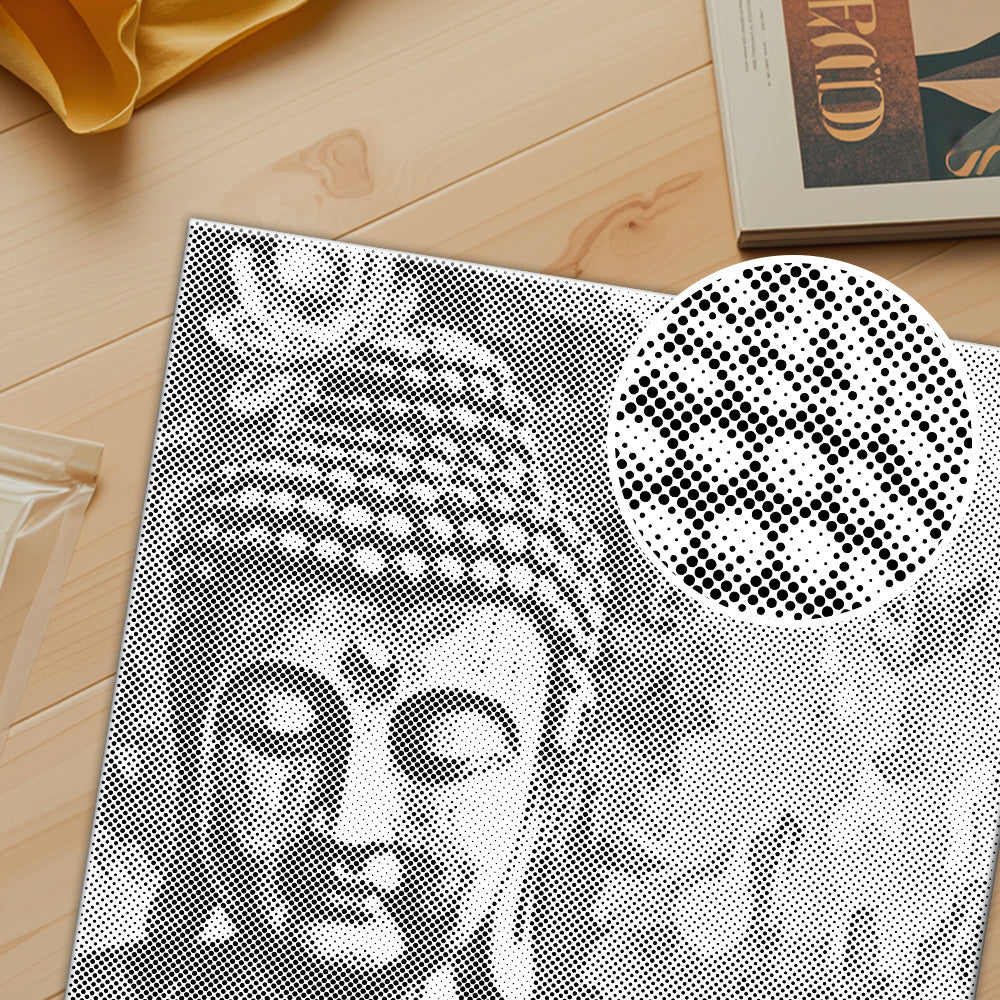 Buddha mit Blume – Punktmalerei