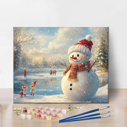 Muñeco de nieve navideño – Pintar por números