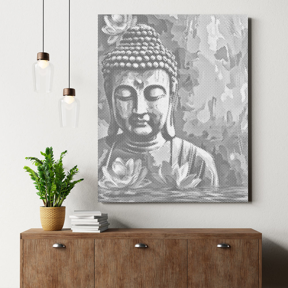 Buddha mit Blume – Punktmalerei