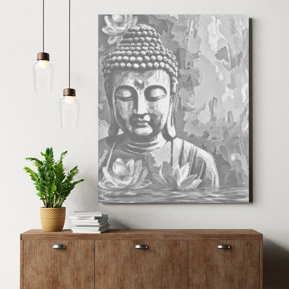 Buddha mit Blume – Punktmalerei