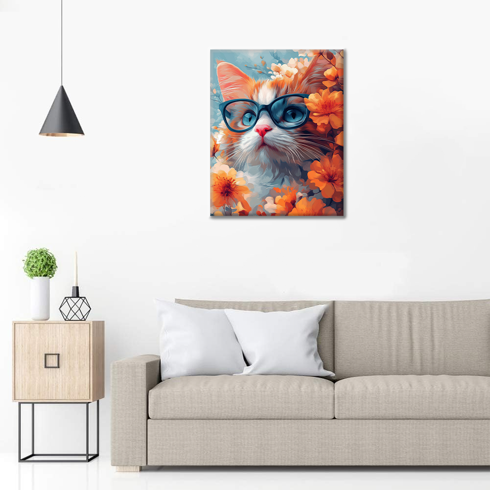 Gato con gafas – pintar por números