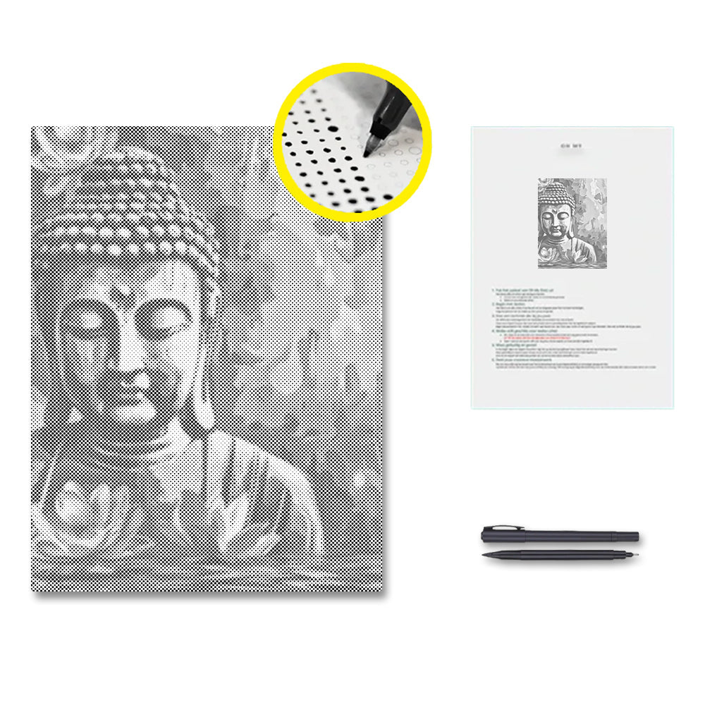 Buddha mit Blume – Punktmalerei