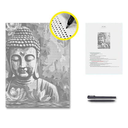Buddha mit Blume – Punktmalerei