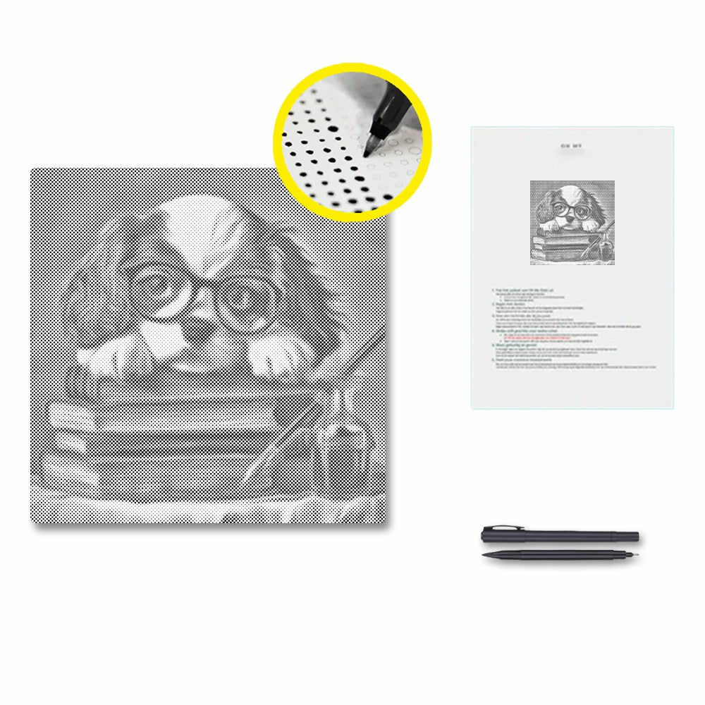 Bücherwurm-Hunde-Charm – Punktmalerei