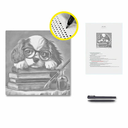 Bücherwurm-Hunde-Charm – Punktmalerei