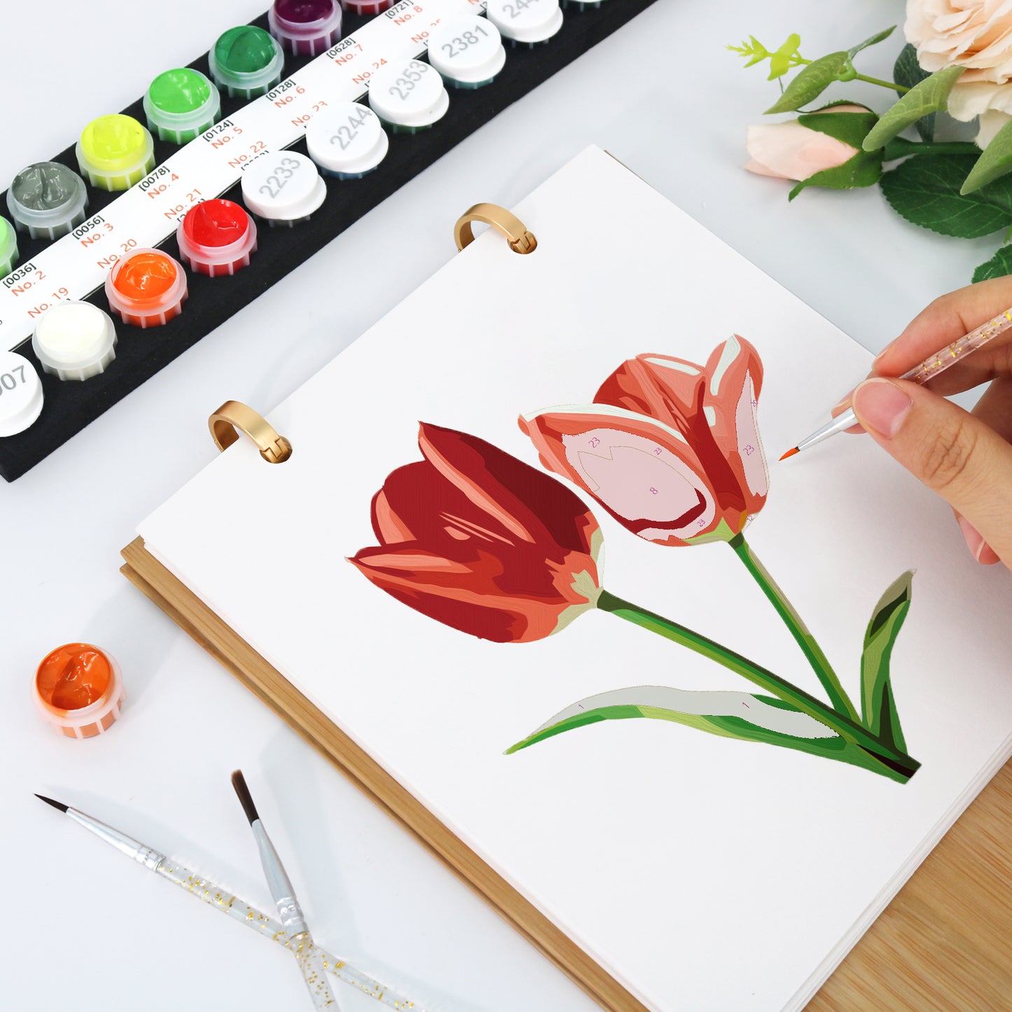Blumen-Edition – 2027 Malen nach Zahlen Tischkalender