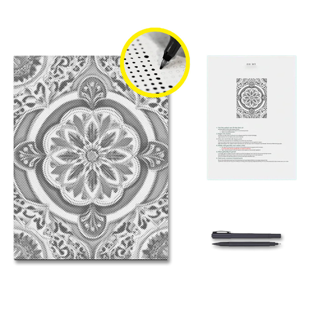 Goldgrünes Mandala – Punktmalerei