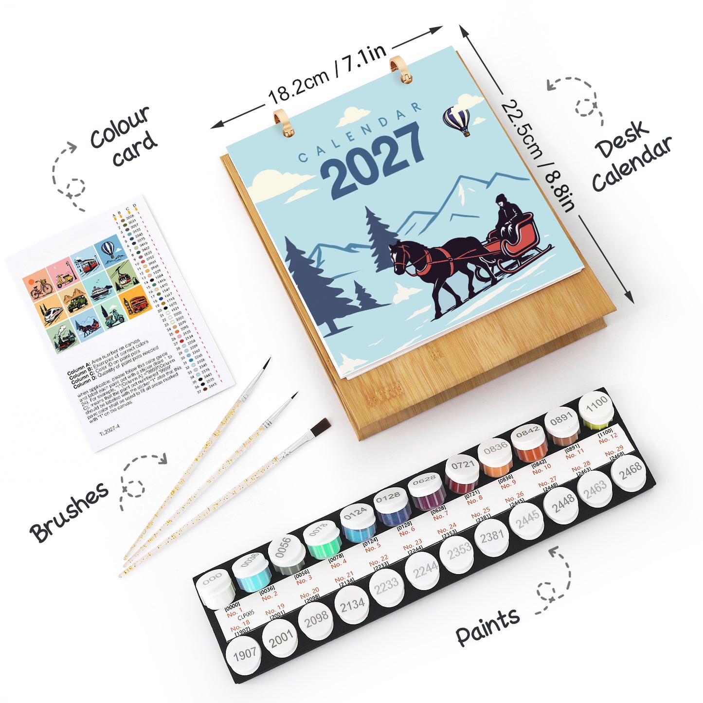 Vintage-Reise-Edition – 2027 Malen nach Zahlen Tischkalender