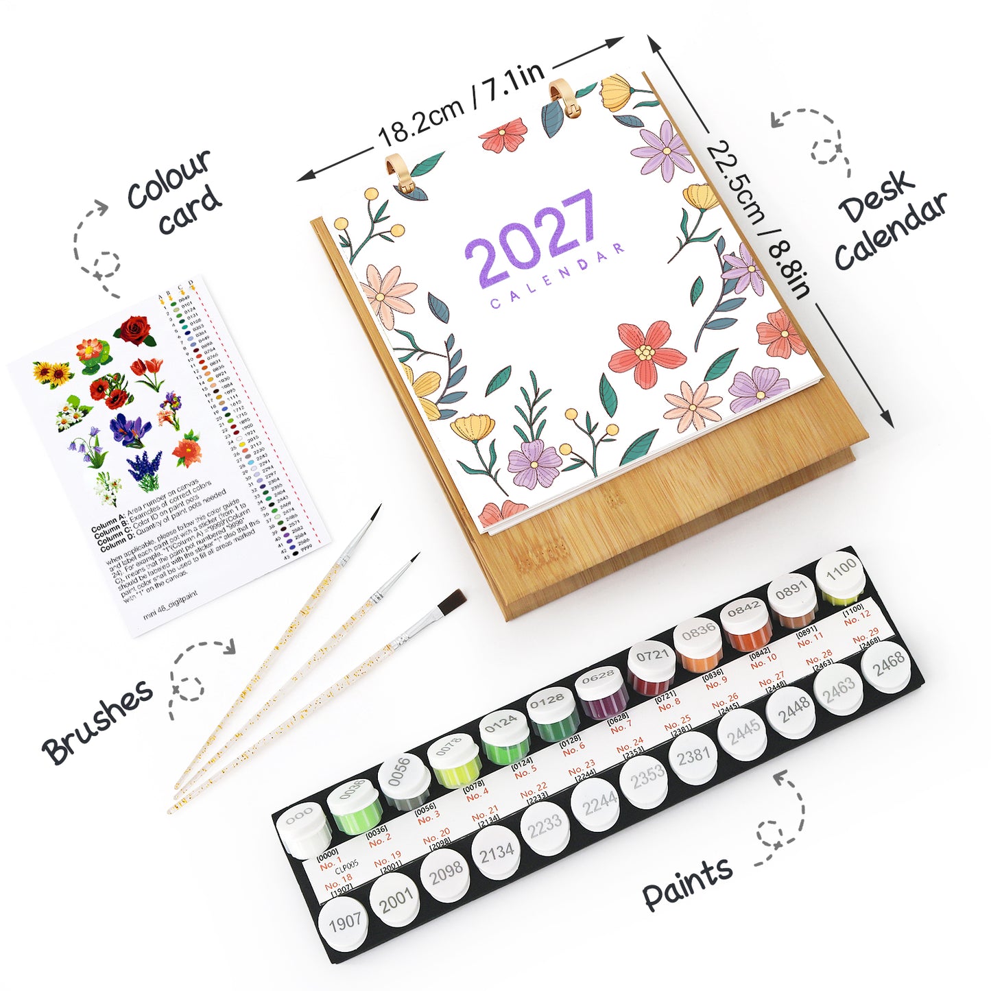 Blumen-Edition – 2027 Malen nach Zahlen Tischkalender