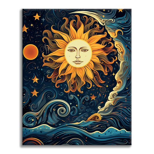 El sol y la luna bailan juntos – pintar por números
