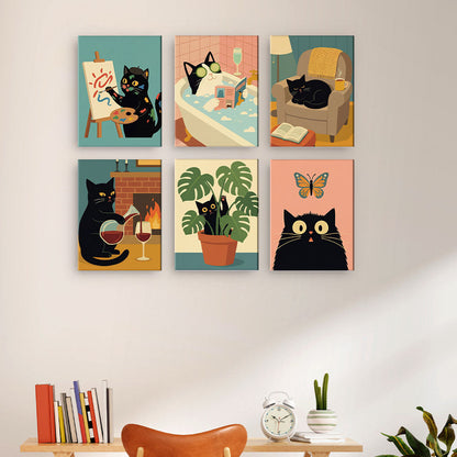 Gemächliche schwarze Katze