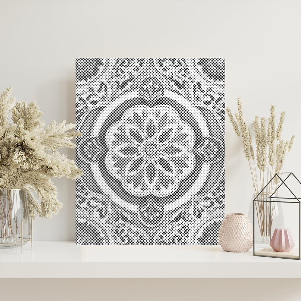 Goldgrünes Mandala – Punktmalerei