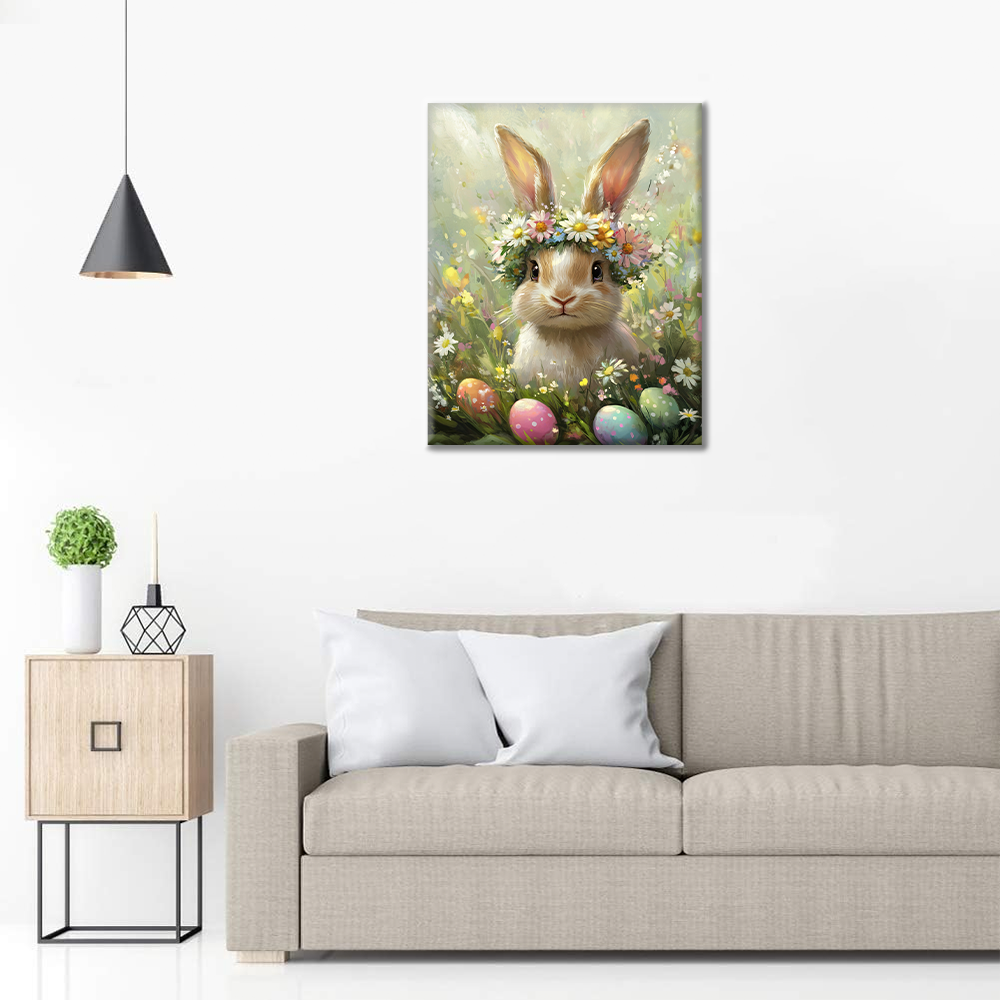 Blumenkranz-Hase - Malen nach Zahlen
