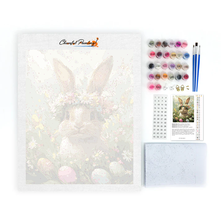 Blumenkranz-Hase - Malen nach Zahlen