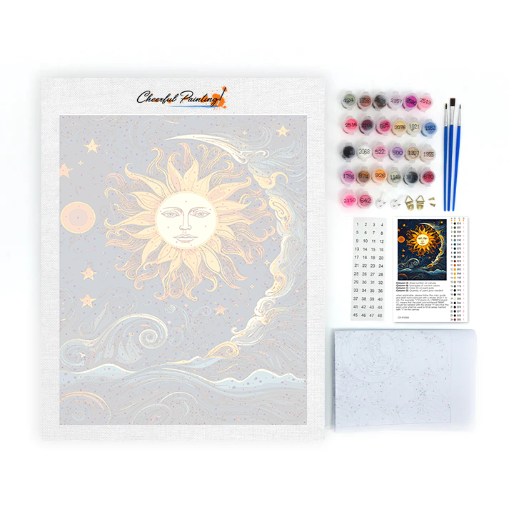 El sol y la luna bailan juntos – pintar por números