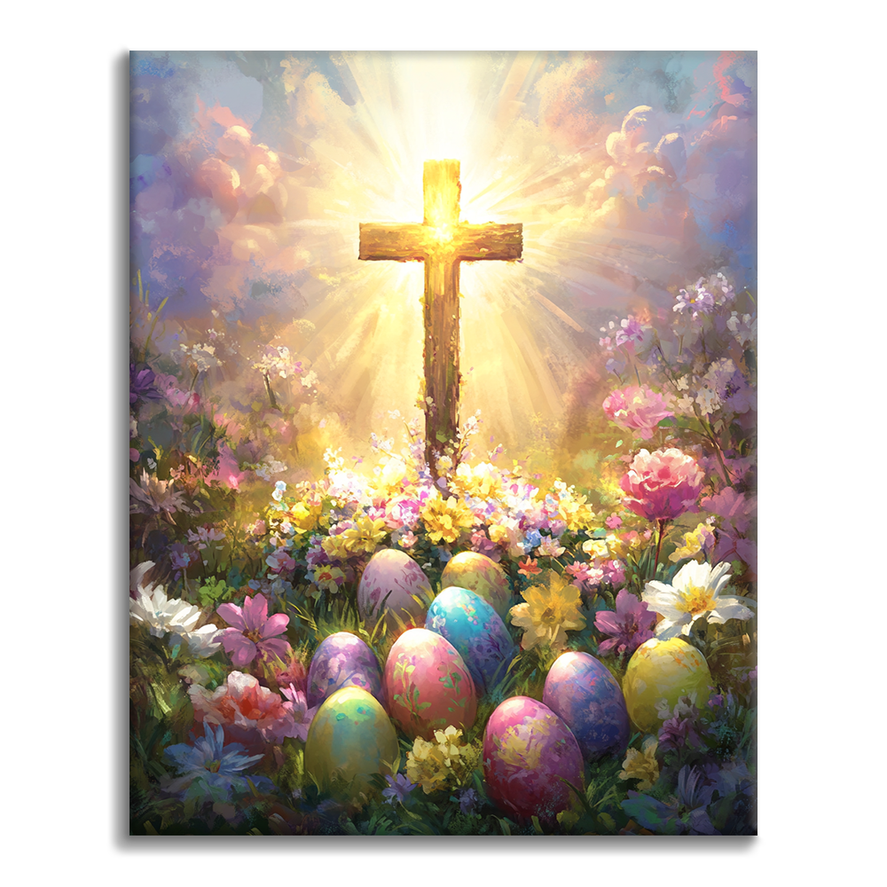 Prächtiges Osterkreuz - Malen nach Zahlen