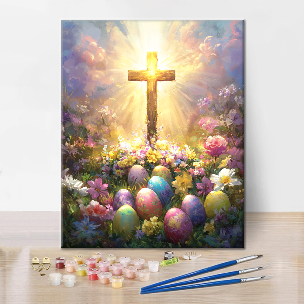 Prächtiges Osterkreuz - Malen nach Zahlen