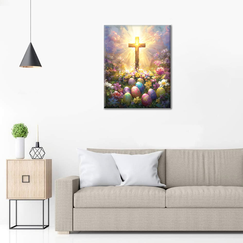 Prächtiges Osterkreuz - Malen nach Zahlen