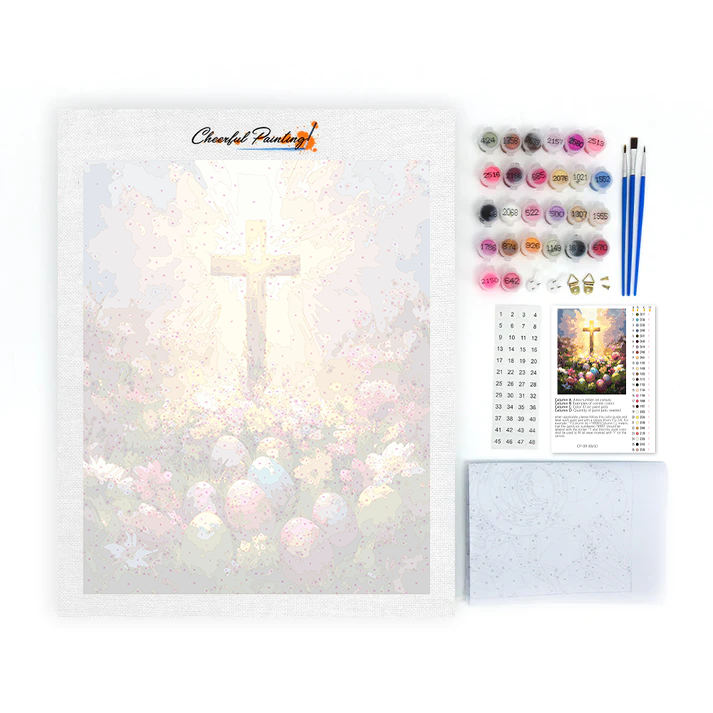 Prächtiges Osterkreuz - Malen nach Zahlen